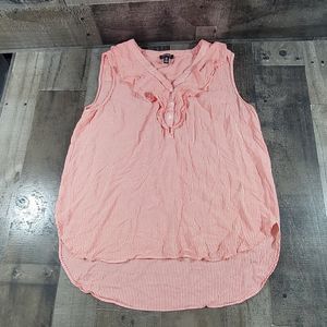 Jones New York Women's Striped Ruffle Tank Top Orange Large